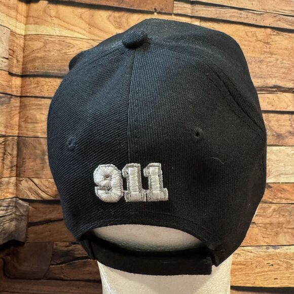 We Don’t Dial 911 Hat Embroidered Black Adjustable Hook & Loop Strapback Cap - Picture 3 of 7